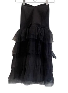 Lulu’s Strapless Tiered Ruffle Mini Dress Black Size Small Dark Fairy Whimsigoth - Picture 1 of 9