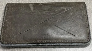 HARDGRAFT Bifold Card Wallet Gray Leather Snap Closure Slim - Bild 1 von 10