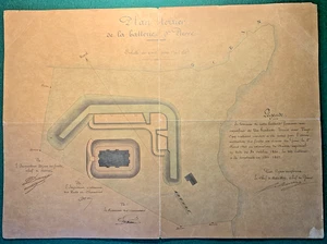 Iles des Embiez La Batterie de Saint Pierre 42 x 30 cm Second Empire Dessin VAR - Picture 1 of 9