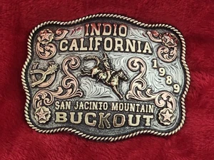 Rodeo☆1989☆Bronc Riding X-TREME Champion Trophy Buckle☆Indio California☆Rare☆812 - Picture 1 of 14