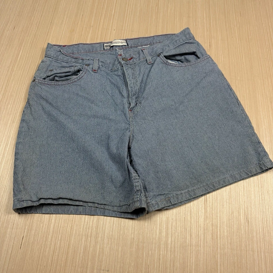 Vintage Y2K Faded Glory Jean Shorts Hickory Striped Engineer Waist 36 Women’s - Image 1 of 4