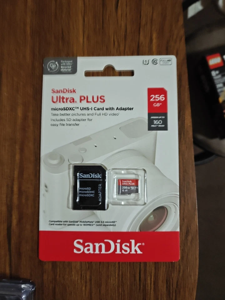 SanDisk Ultra PLUS 256GB  160 mb  micros sdxc and with adapter - Image 1 of 1