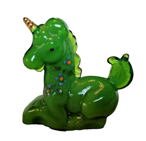 Vintage Boyd Kristall Kunst Glas Little Luck Einhorn grün Glasfigur - Bild 1 von 6