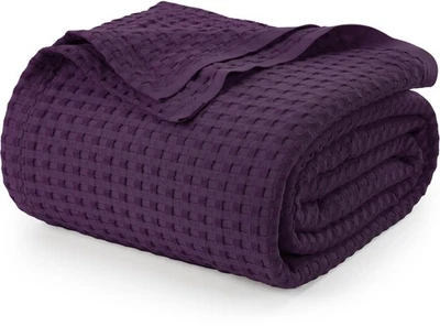 Plum 100% Cotton Waffle Blanket 300 Gsm [King - 90X108 Inch] Soft Lightweight Br - Image 1 of 4