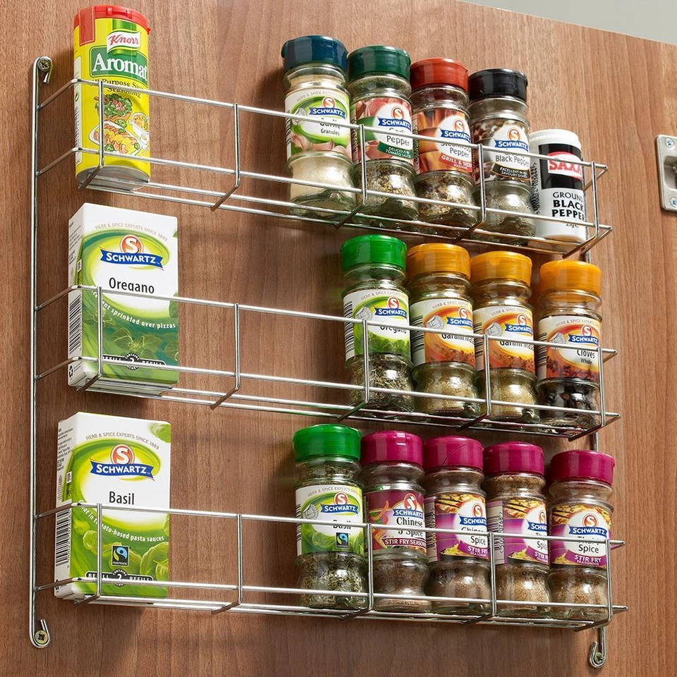 Triple Tier Chrome Spice Rack Kitchen Storage (Available in 300mm/400mm Width) - Image 1 of 1