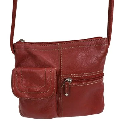 TIGNANELLO Small RED Pebbled Leather Crossbody Shoulder Bag w/ Organizer - Image 1 of 4