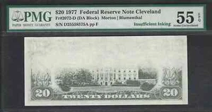 $20 1977 FRN, Fr. 2072-D Insufficient Inking Error PMG 55EPQ - Picture 1 of 3