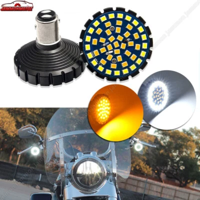 For Harley Davidson Motorcycle LED White&amber Turn Signal Daytime Running Light - Image 1 of 4