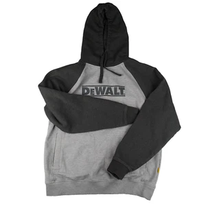 Dewalt Logan Heavy Duty Hoodie Sweatshirt Mens Large Gray Pockets Ribbed Raglan - Picture 1 of 8