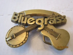 VINTAGE 1980 **BLUEGRASS** BANJO & GITARRE MASSIV MESSING MUSIKSCHNALLE Baron Schnallen - Bild 1 von 2