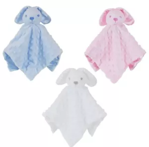 Baby Boys Girls Soft Touch Satin Silk Bunny Rabbit Tag Comforter Blanket Blankie - Picture 1 of 4