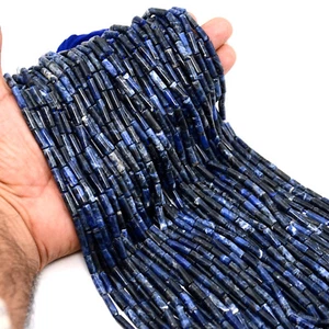 Lotto all'ingrosso perline 100% pietre preziose sodalite naturale forma tubo filo 13 pollici - Foto 1 di 27