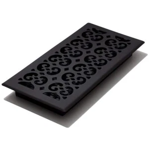 6x14 Scroll Text Black Floor Register - Picture 1 of 12