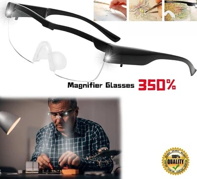 350% Magnifier Glasses With Led Light Magnifying Glasses Loupes Reading Sewing - Image 1 of 4