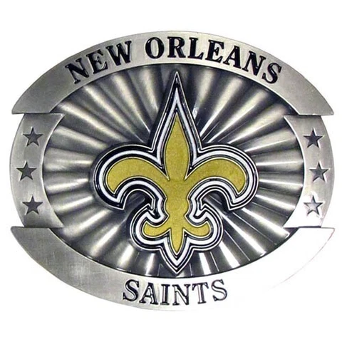 New Orleans Saints Over-sized 4" Pewter Metal Belt Buckle (NFL Football) Cover