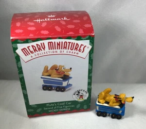 HALLMARK Merry Miniatures Ornament CHRISTMAS Mickey Express Pluto's Coal Car - Picture 1 of 3