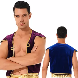 Mens Street Rat V Neckline Waistcoat Party Vest Open Front Costume Cap Sleeve - Picture 1 of 30