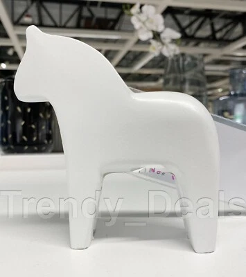 Ikea FINANSIEL Decoración Pequeño Caballo Dala Nórdico, Madera Blanca 4" x 5" - NUEVO Foto 1 de 4