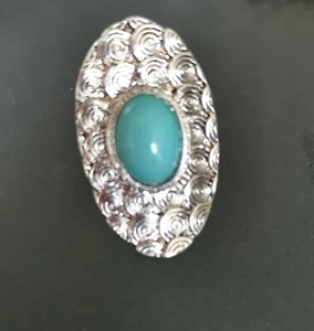 Adjustable Silver Ring With Turquoise - Picture 1 of 3