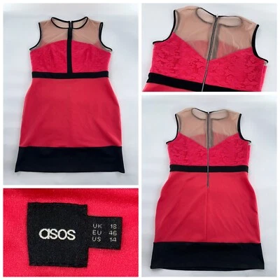 ASOS Sexy Pink Bodycon Dress Women Size 14 Pink Polyester Elastane YGI J4-135 - Image 1 of 4