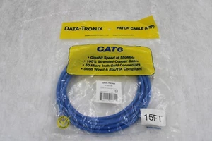 NUEVO DATA-Tronix 15 ft Gigabit Velocidad 550 MHz CAT6 Cable de conexión DT-C6PC-15BL - Imagen 1 de 5
