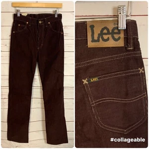 Vintage 60s 70s LEE Corduroy Jeans Brown Union-Made #42 Talon Zipper USA W-28" - Picture 1 of 9