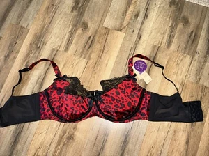 Cacique Gepard Animal Print Spitzen-BH volle Abdeckung 38F Bügel Schleifen Neu mit Etikett - Bild 1 von 10