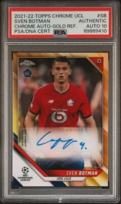 PSA/DNA 10 2021-22 TOPPS CHROME UCL SVEN BOTMAN ROOKIE AUTO GOLD REFRACTOR /50 - Image 1 of 2
