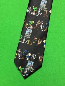 Vintage Looney Tunes Stamp Collections Men's Neck Tie Black 1997 Made in USA - Picture 1 of 9