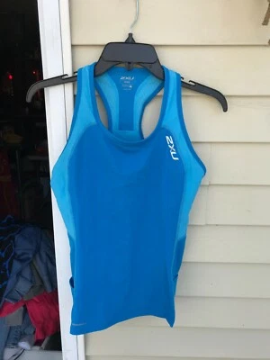 Женщин 2XU Athletic сжатия Майка рубашка карманы синий sz M - Изображение 1 из 4