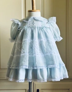 Gorgeous Lgt Blue Willbeth Portrait Formal Dress Lined Sz 6 months, Embroidered - Picture 1 of 13