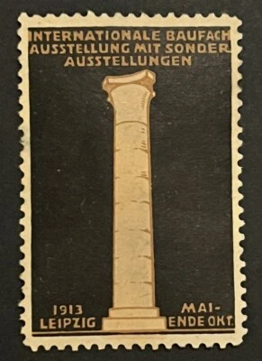 Travelstamps: 1913 Germany Poster Stamp Leipzig Int’l Construction Exhib. Mint - Image 1 of 4