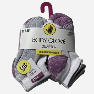 Body Glove Quarter Socks Girls Medium 10-Pack Performance Cushion White NEW - Picture 1 of 5