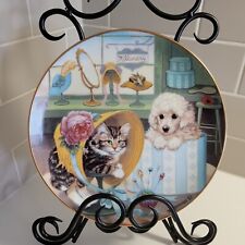 Vtg Hamilton Collection Plate Purrfect Fit Little Shopkeepers Poodle & Cat 1242A