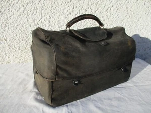 Ancienne sacoche en cuir avec housse en toile, de médecin , docteur - Foto 1 di 18