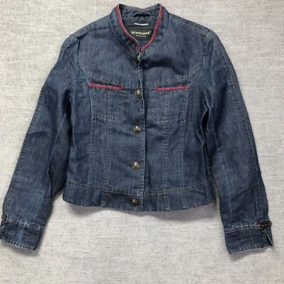 Jaqueta jeans Schneiders feminina S ou XS azul feita na Áustria com botão de lavagem escura para cima - Imagem 1 de 4
