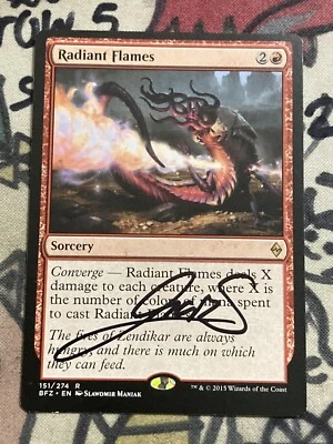 MTG Radiant Flames Signed By Artist Battle for Zendikar 151/274 Regular Rare - Image 1 of 2