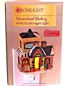 Christmas Village Night Light Plug In Crosslight Winterland Bakery Holiday NEW - Picture 1 of 4