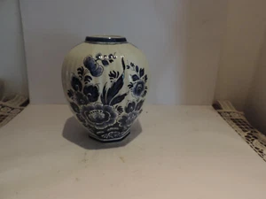 Vase porcelaine de Delft céramique art Pays-Bas fleurs flore hauteur environ: 14 cm - Photo 1/4