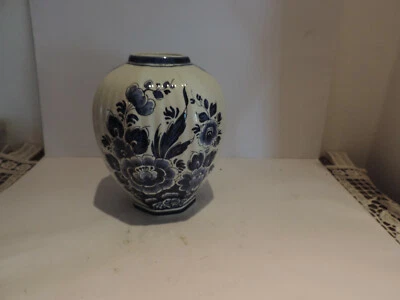 Vase porcelaine de Delft céramique art Pays-Bas fleurs flore hauteur environ: 14 cm - Photo 1/4