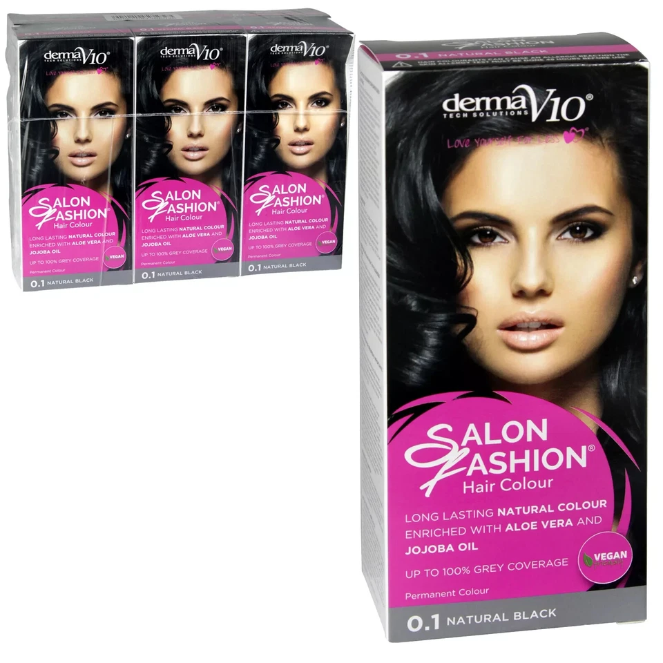 Derma V10 Salon Fashion Hair Colour Case of 6 Black 0.1