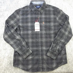 New Chaps Flannel Shirt Large Gray Plaid Button Down Pocket Cotton Outdoors  - Picture 1 of 7