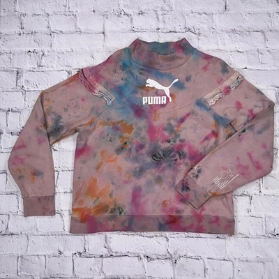 Vintage Reworked Puma x Tyakasha Pink & Multicoloured Dyed Pullover Sweater XL - Image 1 of 4