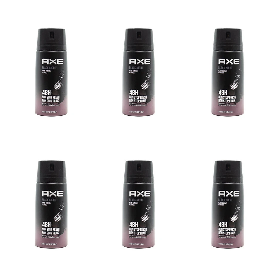 6PK Axe 150ml Deodorant Bodyspray 48hr Odour Protection For Men Black Night - image 1 of 4