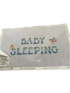 handbemalte Nadelspitze Leinwand Baby Schlaf Schild Schmetterling 18ct - Bild 1 von 1