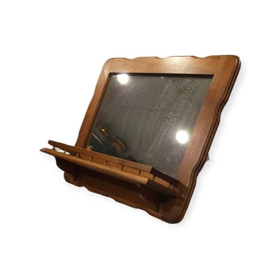 Винтажная деревянная настенная полка с зеркалом - Изображение 1 из 4