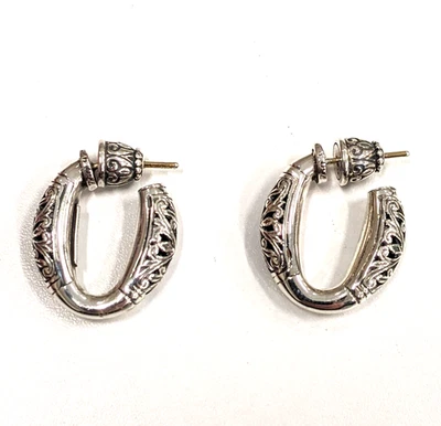 Konstantino Daphne Medium J-hoop Sterling Silver Earrings Retail: $260 NEW - Image 1 of 3