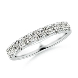 Angara Natural Diamond Half Eternity Wedding Ring in 14K Solid Gold (3MM) - Picture 1 of 34
