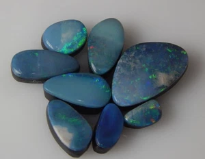 Handgefertigter australischer Doublet Opal 9,85 Karat 7x4x3 bis 18x10x4 mm 8 Stck. D-104 - Bild 1 von 7