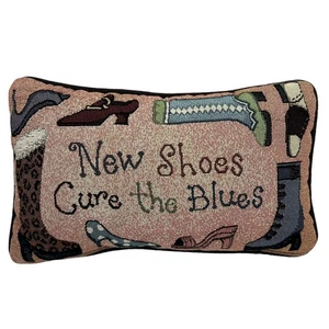 Vintage Tapestry Style Throw Pillow New Shoes Cure The Blues 12 X 8 In - Picture 1 of 6